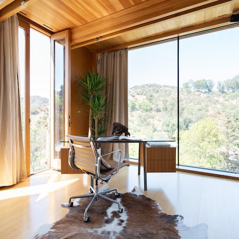 Look out over Laurel Canyon from your beautiful desk