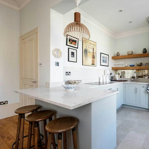 Whip up a romantic meal in the charming kitchen