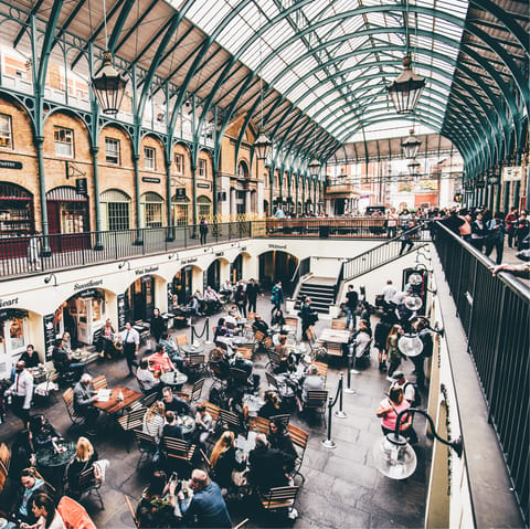 Indulge yourself in some retail therapy in Covent Garden, twenty minutes away on foot