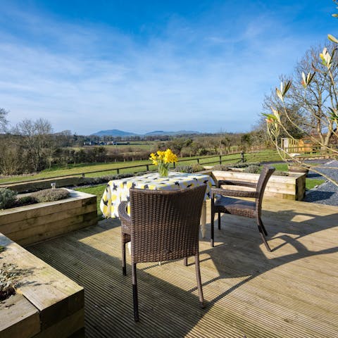 Enjoy your morning coffee while feasting on countryside views