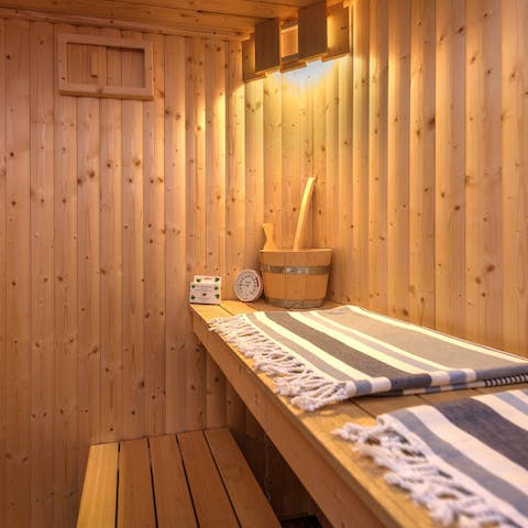 Treat yourself to some relaxation in the private sauna