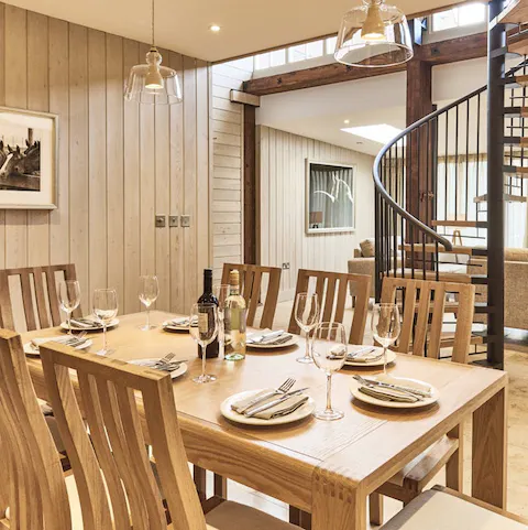 Host a dinner party in the open plan dining area 