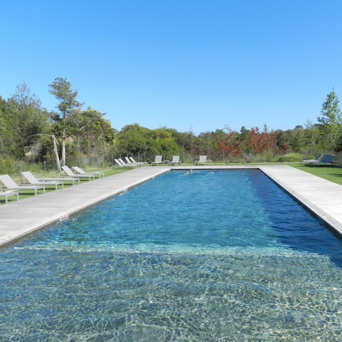 Notch up the lengths in the complex's shared swimming pool