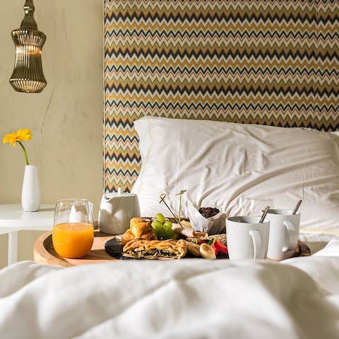 Have a long lie-in with Greek pastries and juice delivered to your room daily