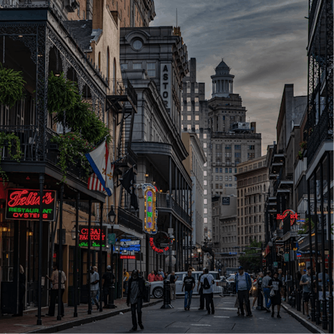 Walk fifteen minutes to New Orleans’ French Quarter