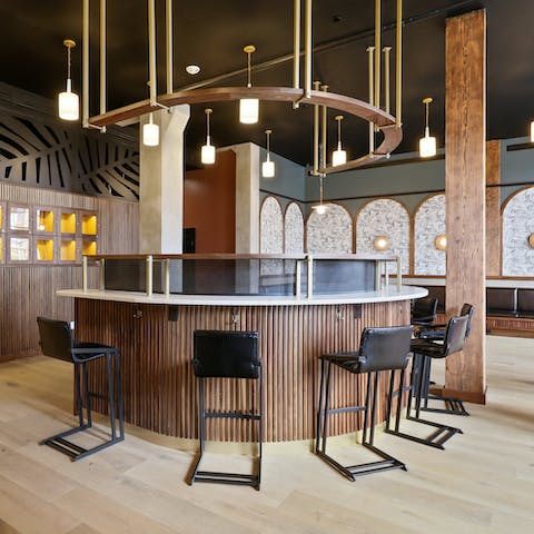 Relax in the building’s stylish lobby