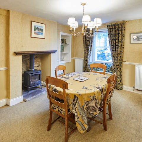 Stay warm on a winter evening with a home-cooked meal by the log burner