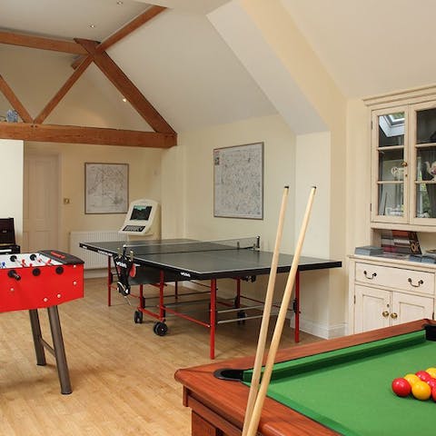 Get competitive in the games room – there's pool, table tennis and table football