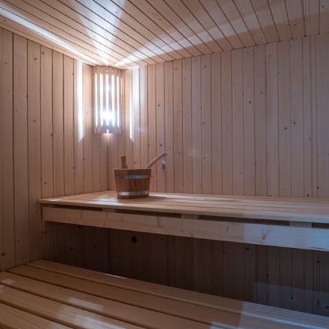 Look forward to feeling utterly relaxed in the shared sauna