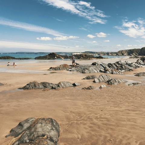 Walk along the South West Coast Path to find rugged beaches and spectacular views