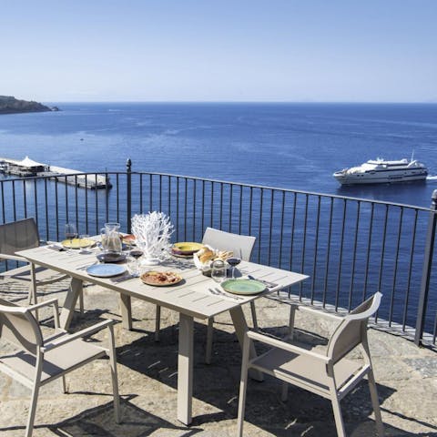 Dine alfresco on the terrace as you admire the view