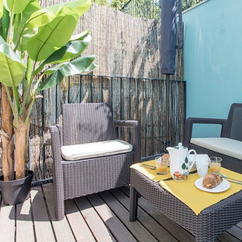 Savour lazy breakfasts on the sunny terrace