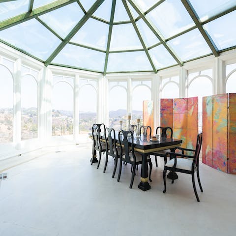 This atrium with panoramic valley views