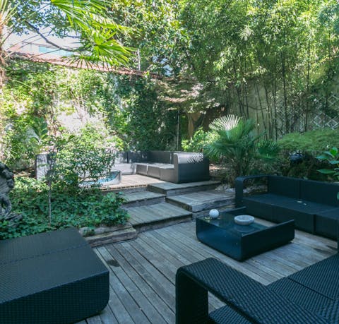 Find your favourite a shady spot in one of the outdoor spaces
