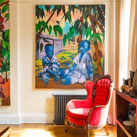 The Bright artwork and vintage furnishings 