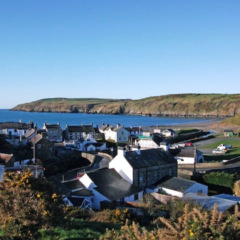 Explore the fishing village of Aberdaron, just a five-minute drive away