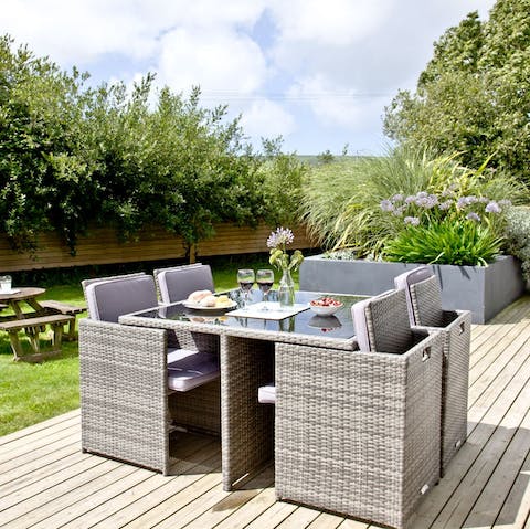 Enjoy alfresco meals on your decked terrace 