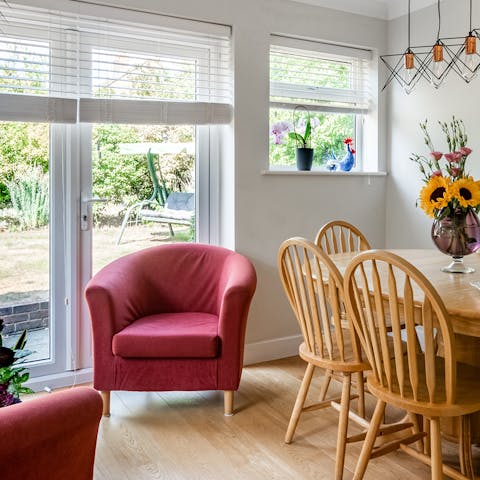 Enjoy breakfast in the bright and sunny kitchen