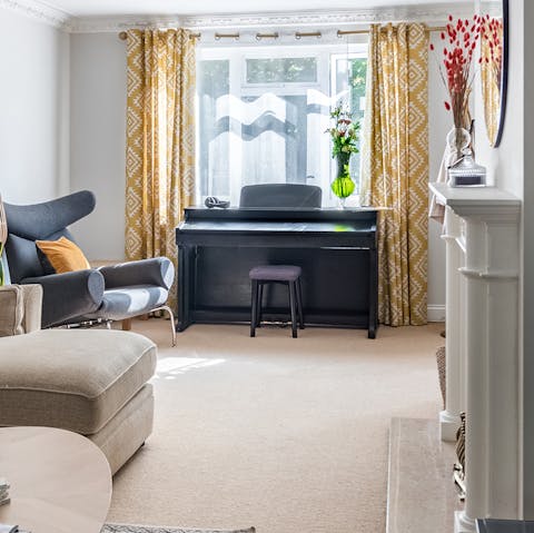 Set up at the upright piano for a family sing-song