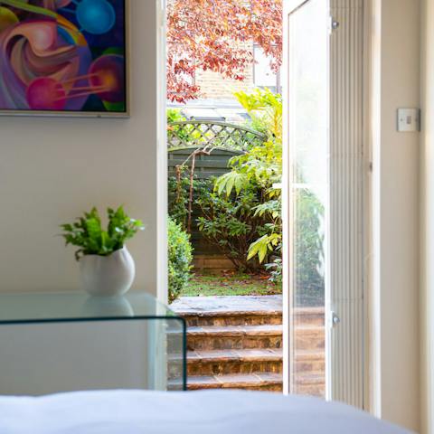 The master bedroom that opens up onto the garden