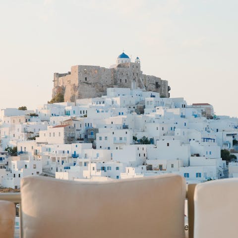 Gaze out at a stunning uninterrupted view of Astypalaia Castle from your terrace