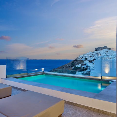 Enjoy views of the ocean and watch stunning sunsets from the private pool