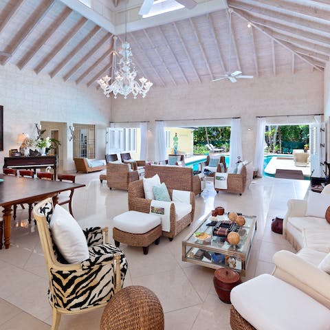 Entertain in the beautiful living room with its Caribbean antiques