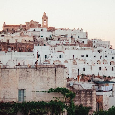 Drive a few minutes into Ceglie Messapica or go further afield to Ostuni