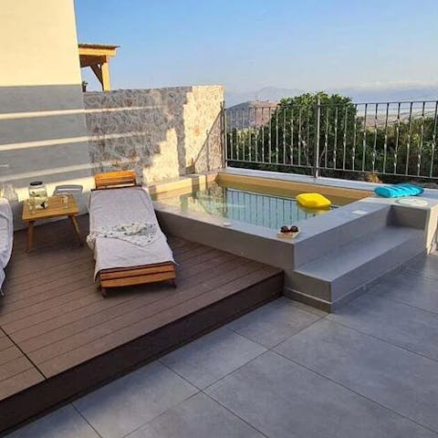 Step into the private, jetted plunge pool on a sunny afternoon