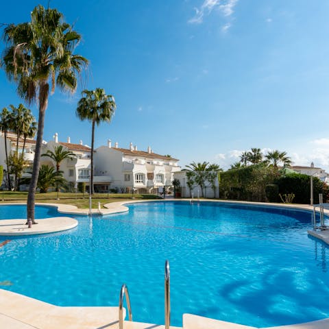 Stay cool with refreshing dips in the communal pool