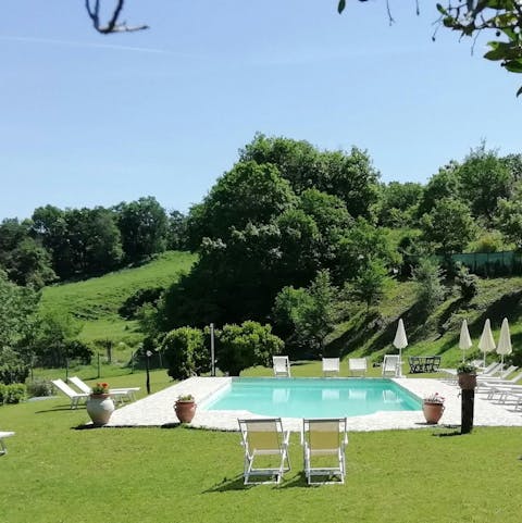 Dive into the shared pool and admire the sweeping views as you swim