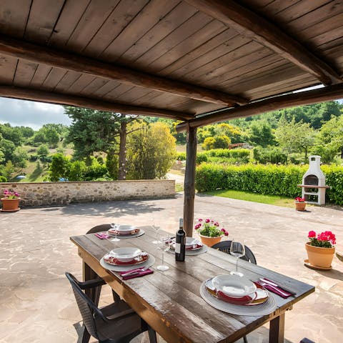 Cook on the barbecue and dine alfresco amid the stunning scenery