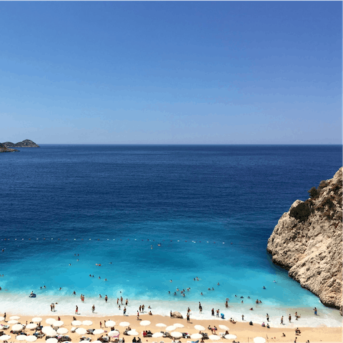Stroll into Kalkan and enjoy a dip in the turquoise waters of the sea