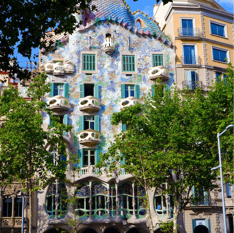 Take some photos of Gaudí's Casa Batlló, a three-minute walk from this home