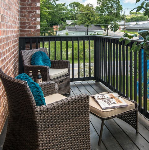 Enjoy a morning coffee on the balcony