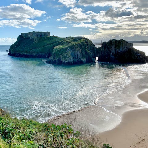 Visit Tenby Beach – just a thirteen-minute drive away 