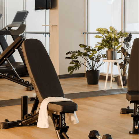 Keep up your fitness routine in the communal gym