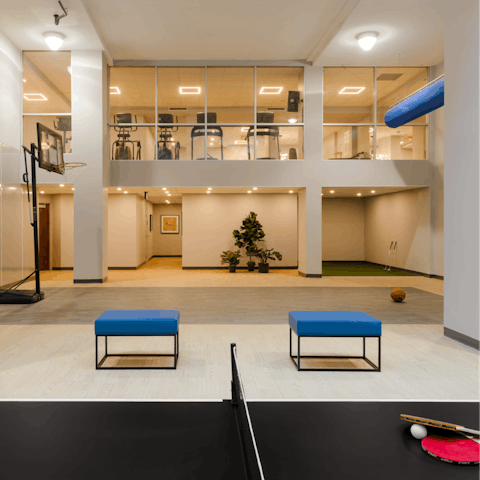 Kick back with some ping-pong or basketball in the on-site games room