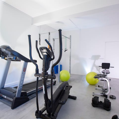 Head to the private gym in the basement for your morning workout