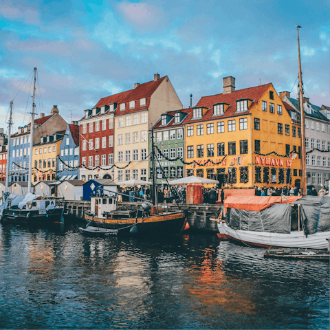 Stroll along the colourful waterfront of Copenhagen 