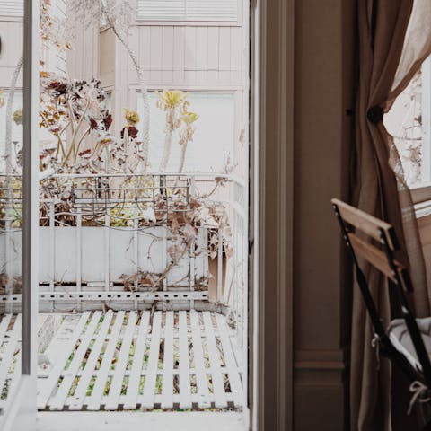 Take your morning coffee or tea onto the little patio