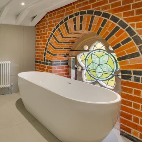 Enjoy a long and lovely soak in your freestanding bathtub
