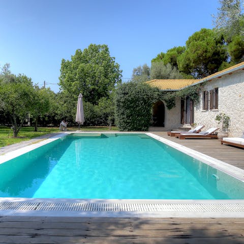 Relax by the pool in the secluded garden surrounded by olive, orange and lemon trees
