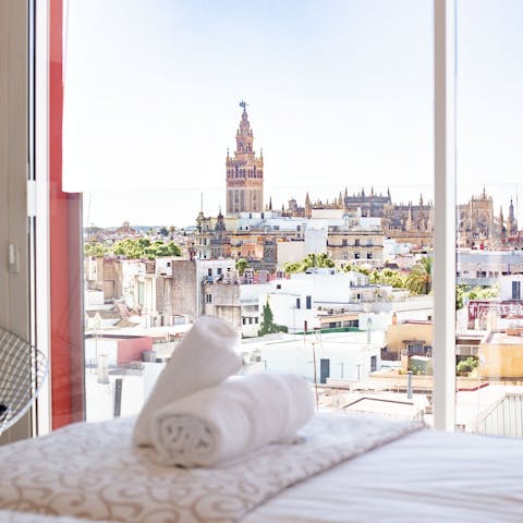 Wake up to beautiful Sevillian skyline views from the bedrooms