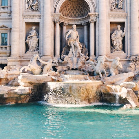 Take some snaps of the Trevi Fountain, under a thirty-minute saunter