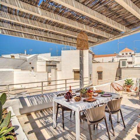 Dine alfresco on your private rooftop terrace complete with BBQ and outdoor shower