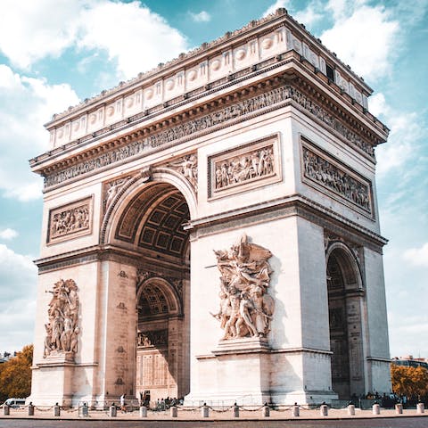 Begin your stay with a stroll to the iconic Arc de Triomphe