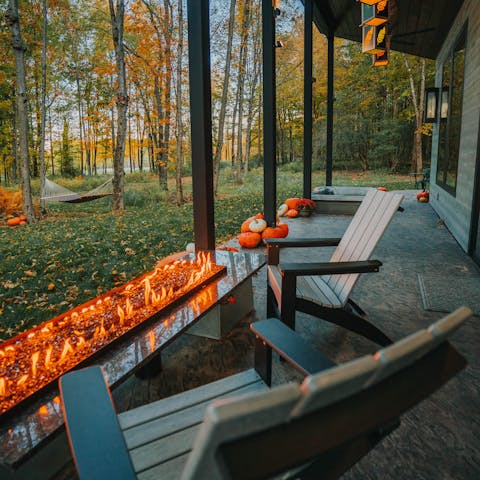 Curl up by the fire pit with a glass of wine 
