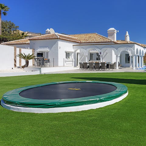 Let the kids go wild on the sunken trampoline