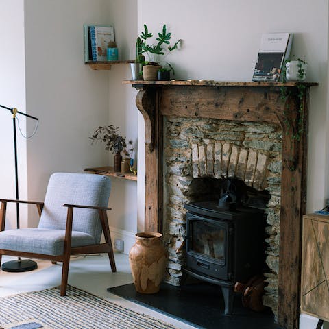 Cosy up around the wood-burning stove